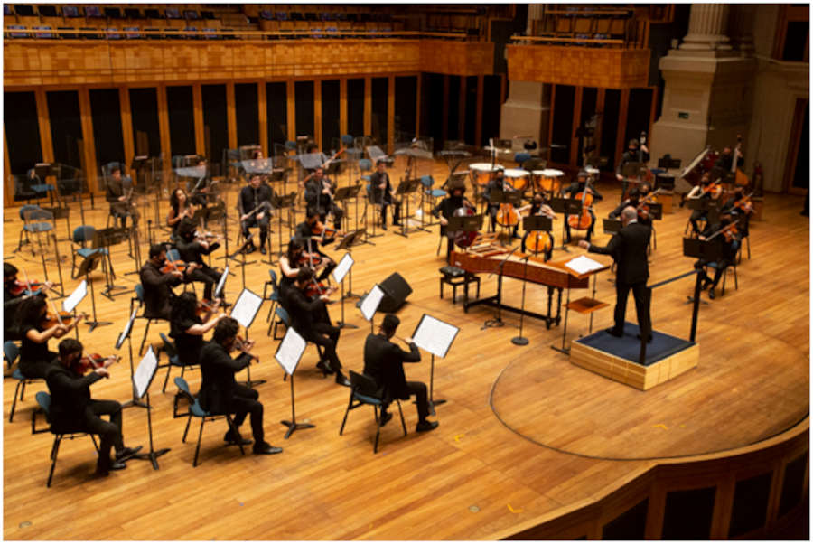 Orquestra Jovem do Estado em concerto na Sala São Paulo em 2020 [Divulgação/Heloisa Bortz]