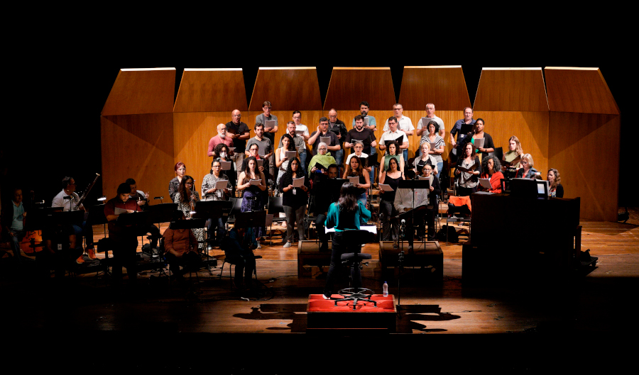 O Coral Paulistano durante ensaio da 'Paixão' de Arvo Pärt [Divulgação/Stig de Lavor]