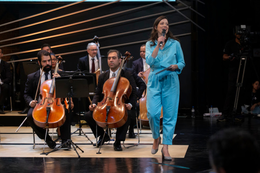 Roberta Martinelli durante gravação do Prelúdio [Divulgação/Nadja Kouchi]