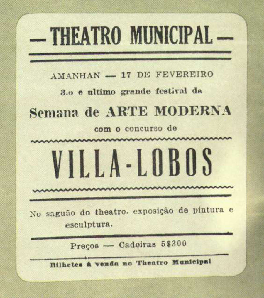 Cartaz com a programação de um dos dias da Semana de Arte Moderna [Reprodução]