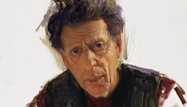 Revista Concerto Philip Glass, por Luis Alvarez Roure, 2016. Óleo sobre madeira. Acervo da National Portrait Gallery, da Smithsonian Institution, Washington, D.C. (wikimedia commons)