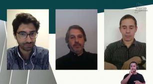 João Pedro Cachopo, Luís Soldado e Antonio Araújo durante debate [Reprodução]