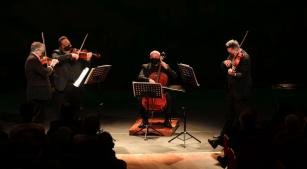 O Quarteto Osesp durante apresentação no Teatro Borgna [Divulgação]