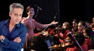 Alexandre Nero, Priscila Bomfim e a Orquestra Sinfônica Juvenil Chiquinha Gonzaga [Divulgação]