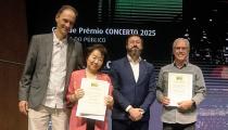 Nelson Rubens Kunze, Elisa Fukuda, Rodrigo Massi e Edilson Ventureli na entrega do Grande Prêmio CONCERTO 2025 (Revista CONCERTO. Heloisa Bortz)